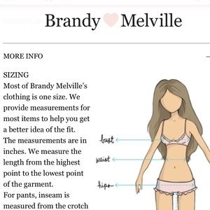 BRANDY MELVILLE SIZING